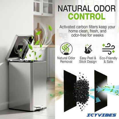 Premium 12 Pack Activated Carbon 3 in 1 Garbage Can Odor Absorber Filters - Image 5