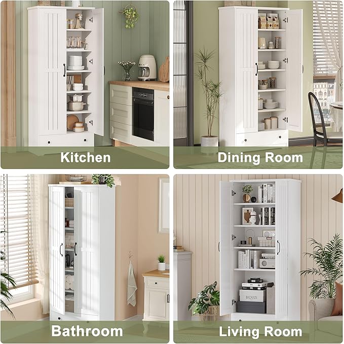 70" Tall Storage Cabinets, Large Wood Storage Pantry Cabinet - Image 6