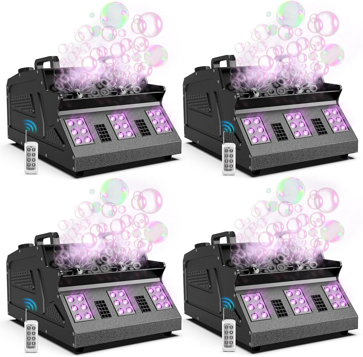 2000W Fog Machine, 3 in 1 Fog Bubble Machine with 2 Bubble Fans, 18 RGB LED L...