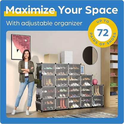 Shoe Organizer Cabinet Up to 72 Pairs, Shoe Closet-Covered Shoe Rack - Image 2