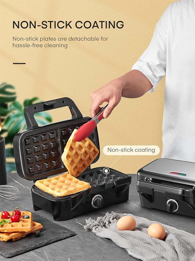 FOHERE Sandwich Maker 3 In 1 Waffle Maker - Image 8
