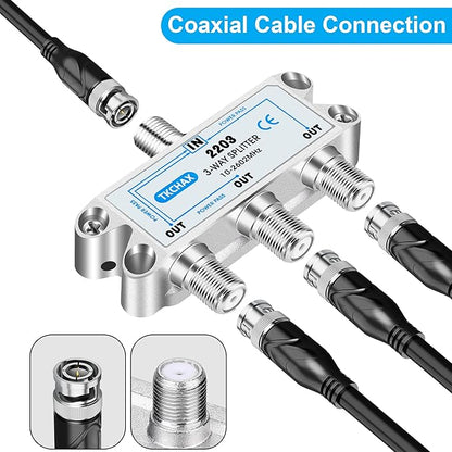TKCHAX 3 Way Coaxial Cable Splitter, Support 10-2602MHz, RG6 Compatible - Image 5