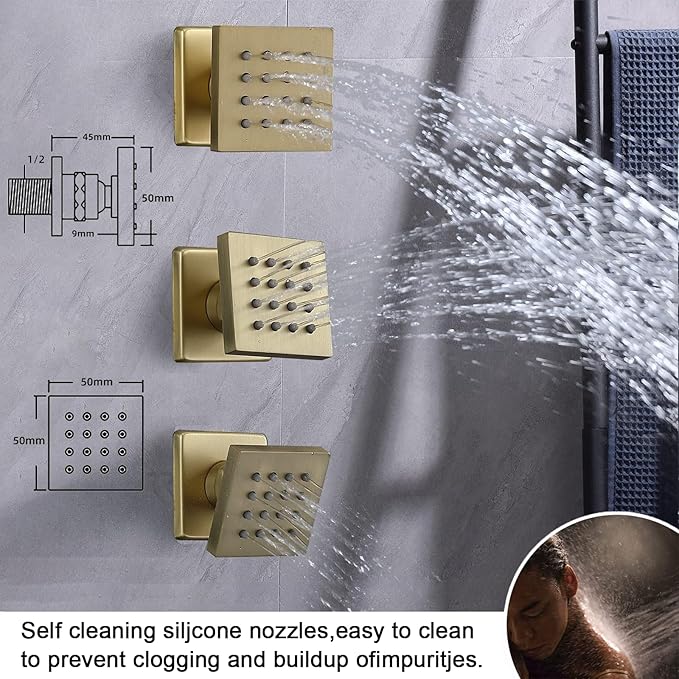KATAIS Tempreature Display Shower System Brushed Gold Shower Faucet Set - Image 3