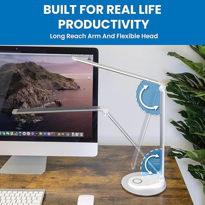 Mount-It! LED Desk Lamp with Wireless Charger and USB-C Charging Port, Dimmable - Image 9