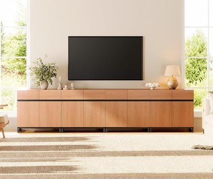 WAMPAT Modern TV Stand for TVs up to 120 inch, 4 in 1 Wood Entertainment Center - Image 3