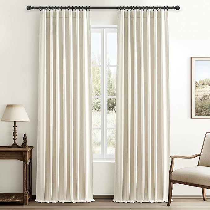 Warm Cream 132 Inch Curtains High Ceiling Tall Curtain by QJMYDECO