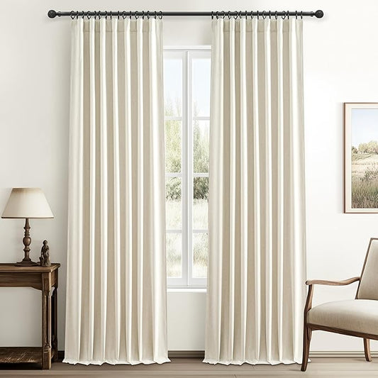 Warm Cream 132 Inch Curtains High Ceiling Tall Curtain by QJMYDECO