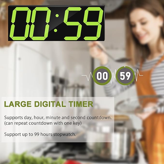CHKOSDA LED Large Digital Wall Clock, Oversize Digital Clock - Image 4