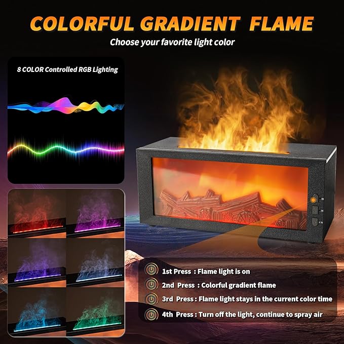 BOHOFAM Fireplace Essential Oil Aroma Diffuser, Flame Air Humidifiers 300ML - Image 2