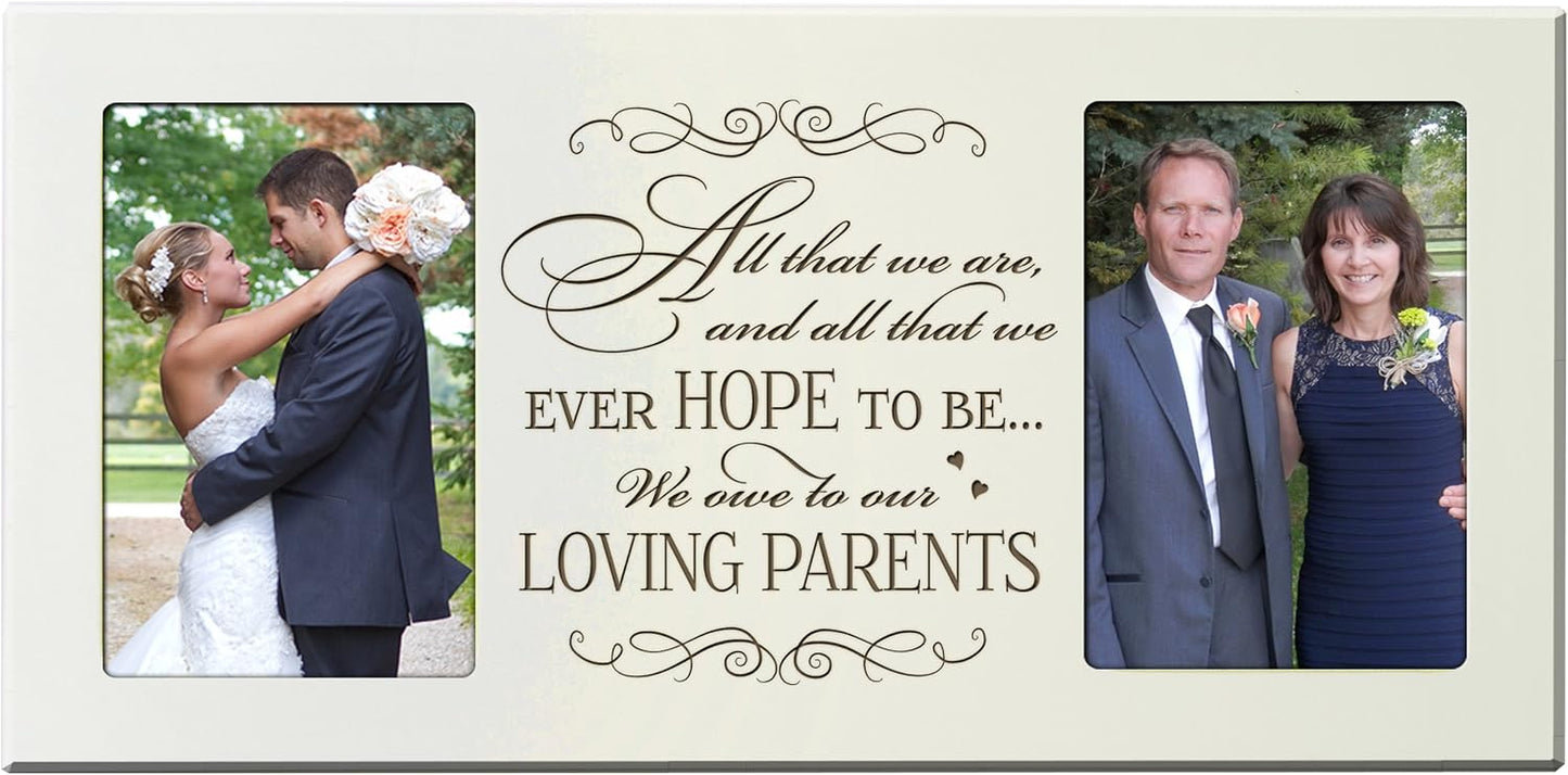 Parent Wedding Gift Photo Frame for Parents, Mom and Dad Thank-You Gift 16" l x 8" h Holds 2 4x6 Photos Exclusively from (Ivory)