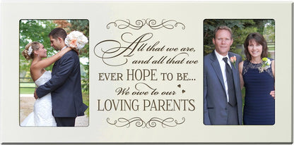 Parent Wedding Gift Photo Frame for Parents, Mom and Dad Thank-You Gift 16" l x 8" h Holds 2 4x6 Photos Exclusively from (Ivory)