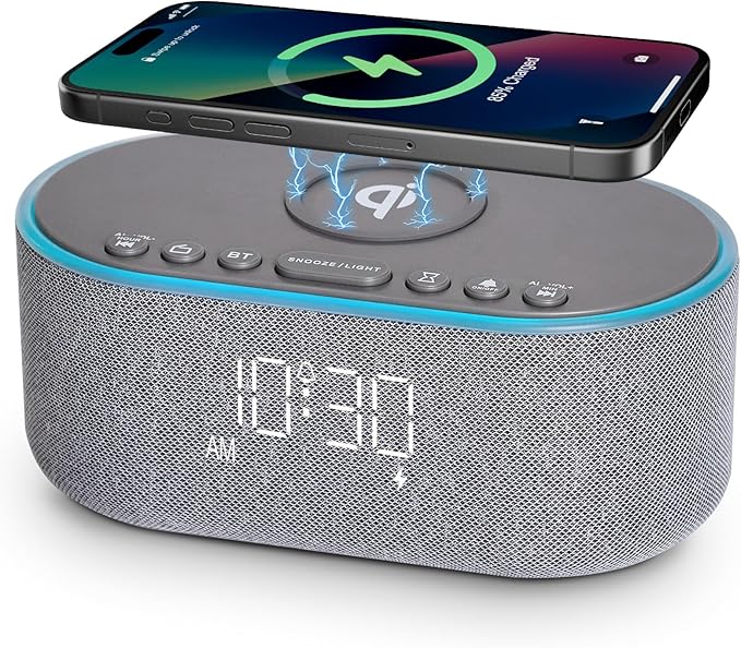 Odokee Wireless Charging Alarm Clock Radio: Qi Certified Fast Wireless Charger by Odokee