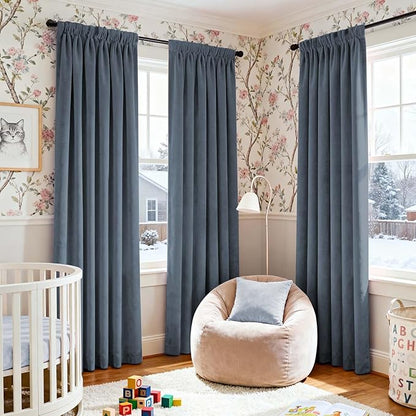 Lazzzy Velvet Blackout Curtains Thermal Insulated Room Window Drapes Super Soft - Image 7