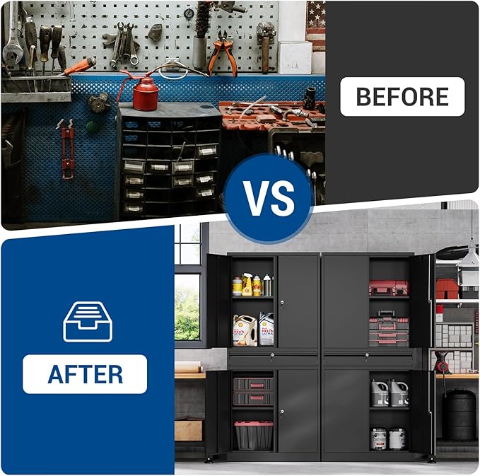71" Metal Cabinet-Black Heavy Duty Storage File Cabinet Steel Tool Cabinets - Image 3