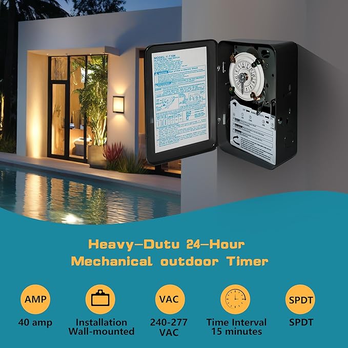 T104 Electromechanical Timer Switch Versatile Scheduling Manual Override - Image 4