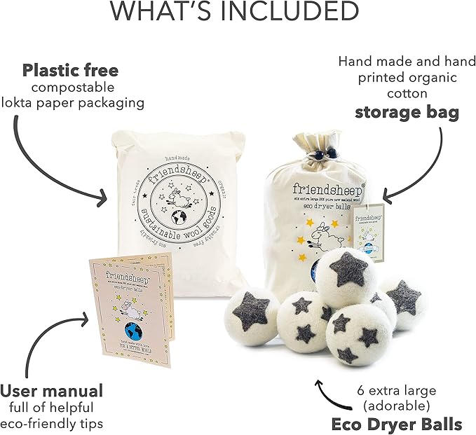Friendsheep Wool Dryer Balls, Organic Reusable Fabric Softener Alternative - Image 4