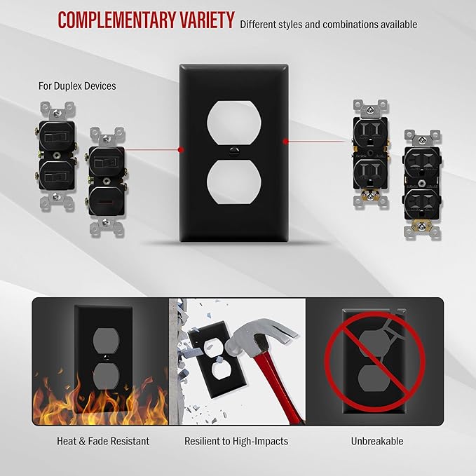 ENERLITES Duplex Receptacle Outlet Wall Plate, Size 1-Gang 4.50" x 2.76" - Image 5