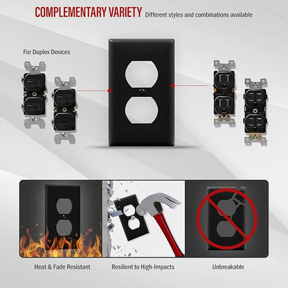 ENERLITES Duplex Receptacle Outlet Wall Plate, Size 1-Gang 4.50" x 2.76" - Image 5