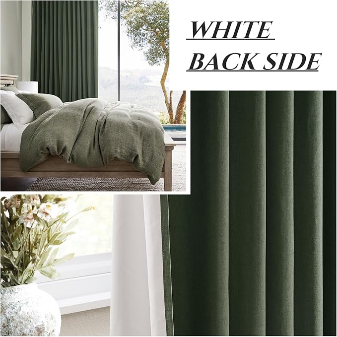 Extra Long 132 Inch Dark Olive Green Curtains 2 Panels Set - Image 7