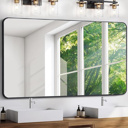 FORBATH Large Bathroom Mirror 36 x 55 Inches，Black Large Wall Mirror Aluminum by FORBATH