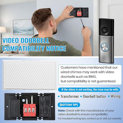 Saillong Wired Doorbell Chime, 16V 10VA Front and Rear Door Chime - Image 7