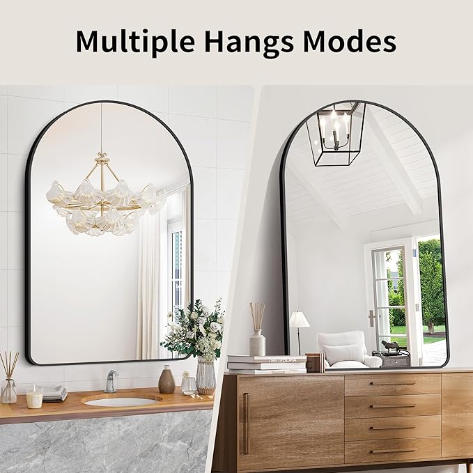 GLASHOM Arched Bathroom Mirror, Wall Mounted Mirror, Living Room, Vertically - Image 5