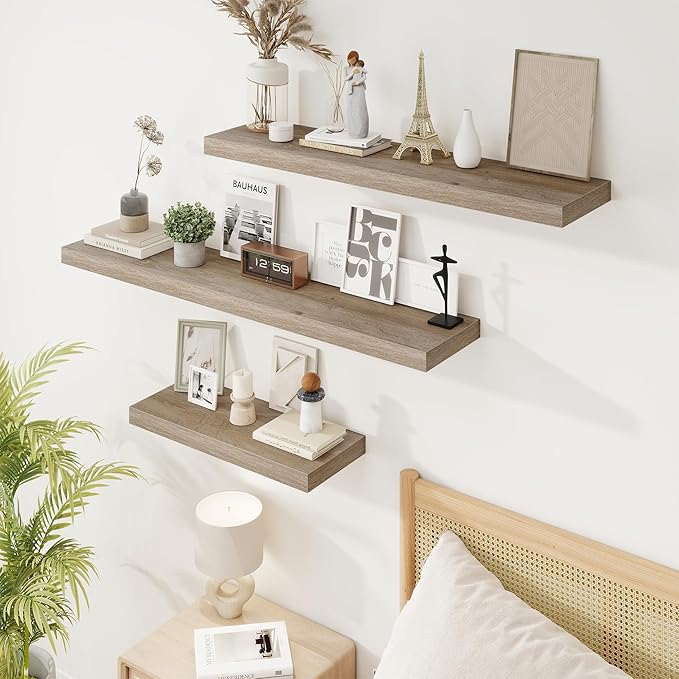 32in Floating Shelves for Wall, 2 Pack Long Wall Mounted Engineered Wood Shelves - Image 7