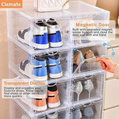 Clemate Upgraded X-Large Shoe Storage Box, 8 Pack, Shoe Box Clear Plastic - Image 6