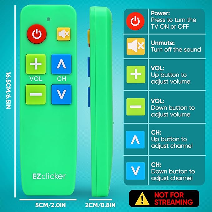EZclicker TV Remote for Seniors, Extra Simple Big Button Remote Works - Image 5