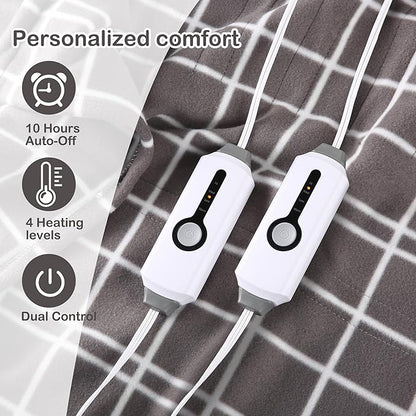 Electric Heated Blanket Queen Size 84"x90", Dual Controllers & Heating Zones - Image 4