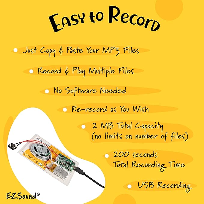 EZSound Multiplay Push Button Recordable Sound Chip | Plays Multiple Recordings - Image 4