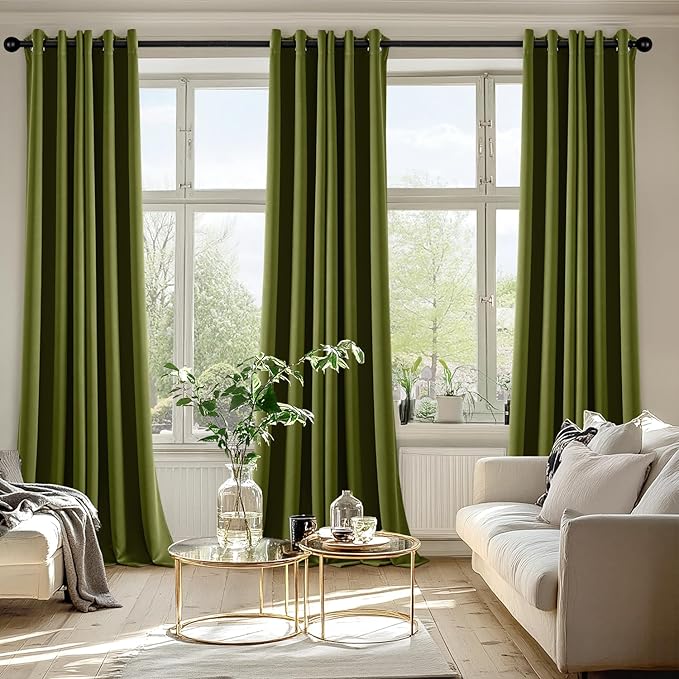 MIULEE Light Olive Green Blackout Curtains - Image 6
