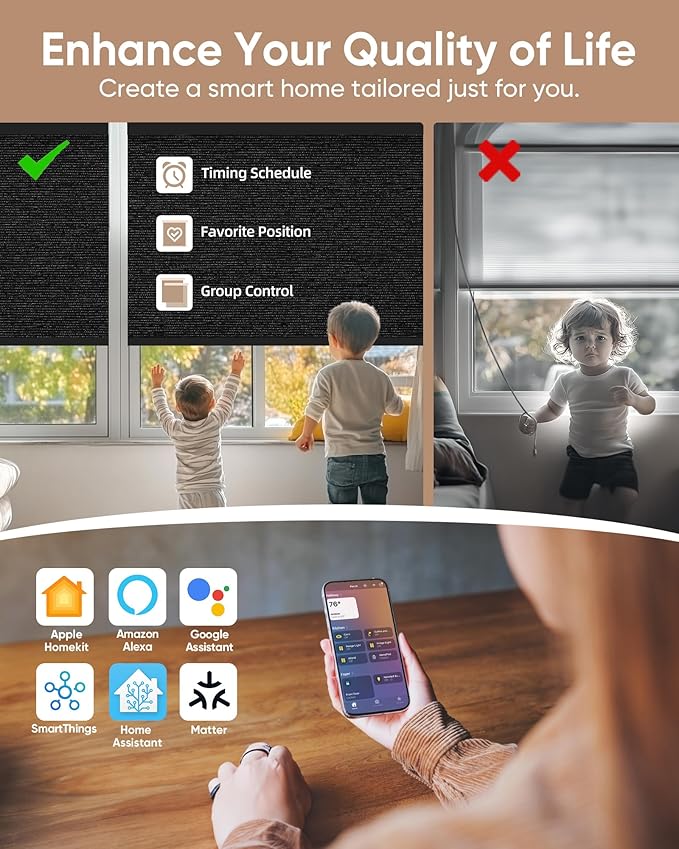 Kincmo Motorized Blinds with Remote, 100% Blackout Motorized Roller Shades Work - Image 3