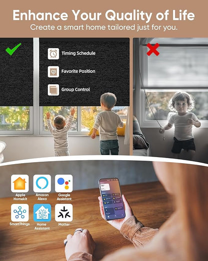 Kincmo Motorized Blinds with Remote, 100% Blackout Motorized Roller Shades Work - Image 3