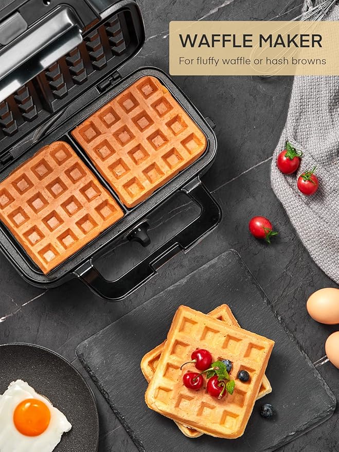 FOHERE Sandwich Maker 3 In 1 Waffle Maker - Image 4