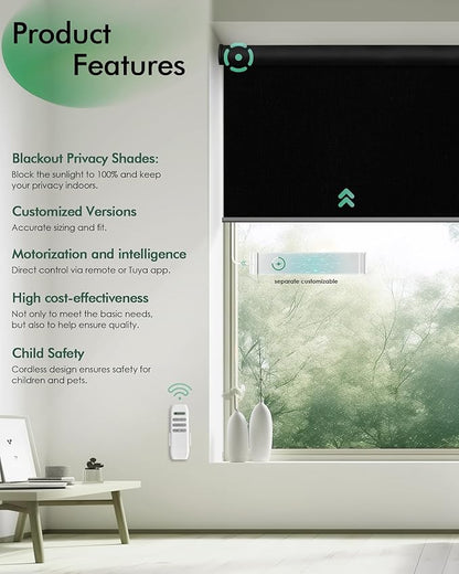 Yoolax Motorized Blinds with Remote, Automatic Roller Shades Cordless Electric - Image 2