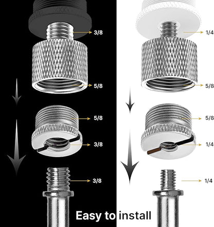 IXTECH Mic Stand Adapter Set 8 pieces Metal Microphone Stand Screw Thread - Image 4