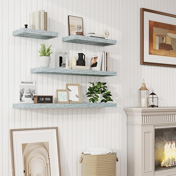 24in Floating Shelves for Wall, 2 Pack Long Wall Mounted Engineered Wood Shelves - Image 2