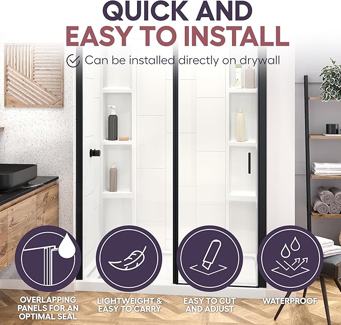 White Acrylic Shower Wall Surround 36"x 60"x 80" - Image 5