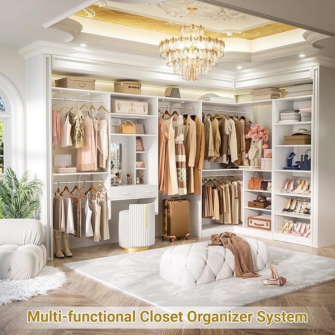 Unikito Closet System with Vanity Desk, 156”Modular Corner Closet Organizer - Image 2