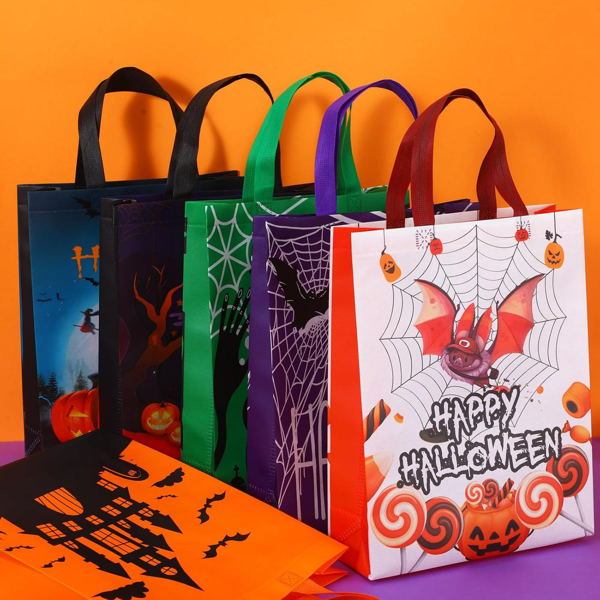 Sanwuta 150 Pcs Halloween Tote Gift Bags 14.9 x 11.8 Large Bags