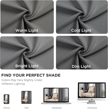 CUCRAF Light Grey Blackout Curtains 72 Inches Long, Thermal Insulated Noise - Image 6