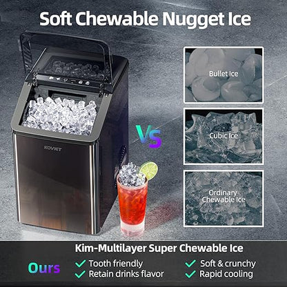 Nugget Ice Makers Countertop, Soft Pebble Ice Machine, Chewable Crushed Pellet - Image 4