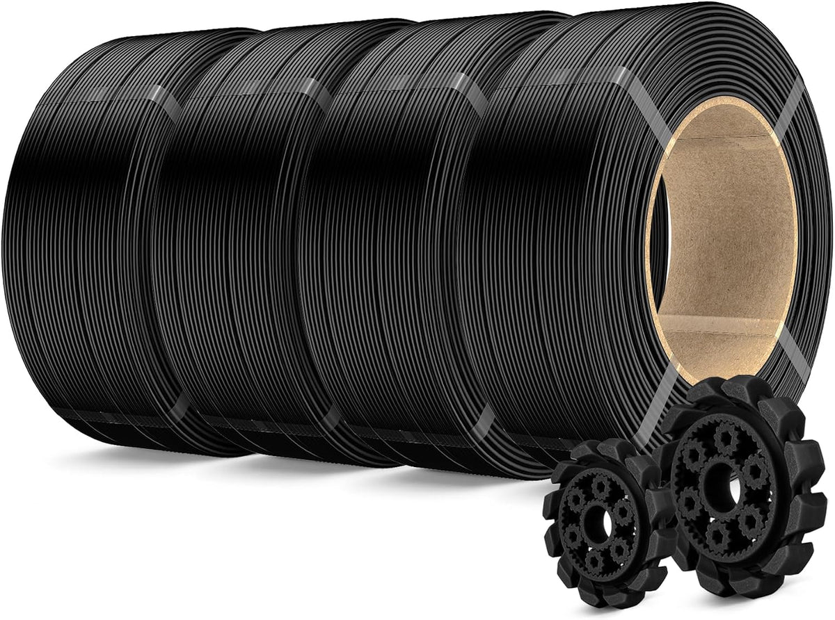 SUNLU PLA+2.0 3D Printer Filament Refill 1.75mm, 4KG, 1KG/Roll, Black*4