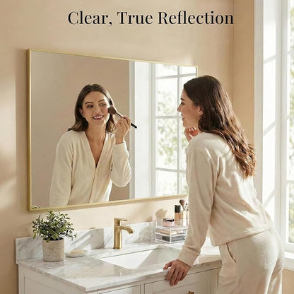 30"x48" Gold Bathroom Mirror, Metal Framed Vanity Mirror - Image 5
