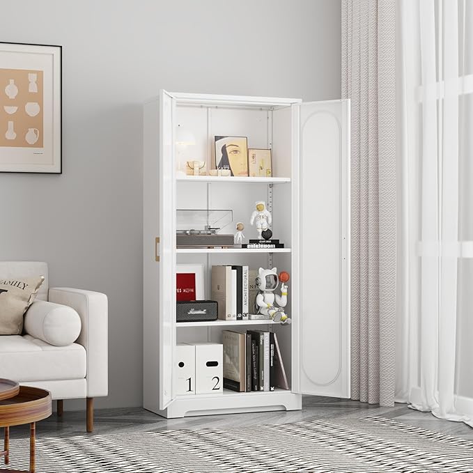 Metal Storage Cabinet with 3 Adjustable Shelves, Living Room, Hallway - Image 2