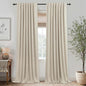 KOUFALL 52x86 Inches Long Light Tan Back Tab Linen Blackout Curtains by KOUFALL