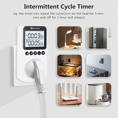 KETOTEK KTTS02 Digital Timer Outlet Plug in Timer Switch Socket Indoor Infinite - Image 2