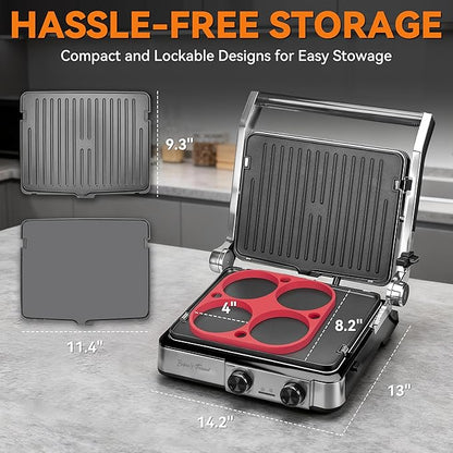 Baker's Friend 4-slice Panini Press Grill Cheese Sandwich Maker, Electric Grill - Image 8