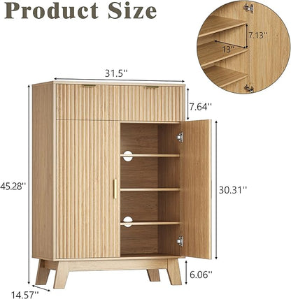Shoe Cabinet Storage for Entryway, 4 Tier Fluted Shoe Storage Cabinet - Image 2